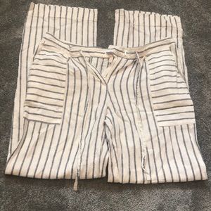Laundry size 4 linen blue and cream striped pants